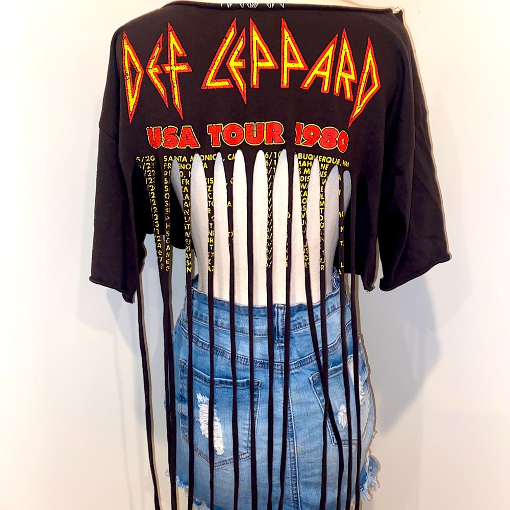 Distressed cut band tshirt